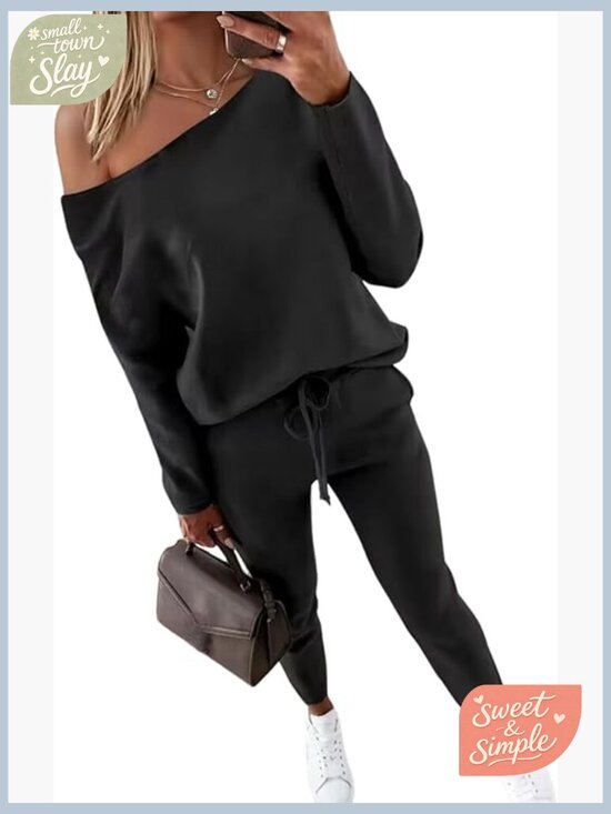 Tops - Women's 2-Piece Tracksuit Set Long Sleeve Top & Jogger Pants Loungewear